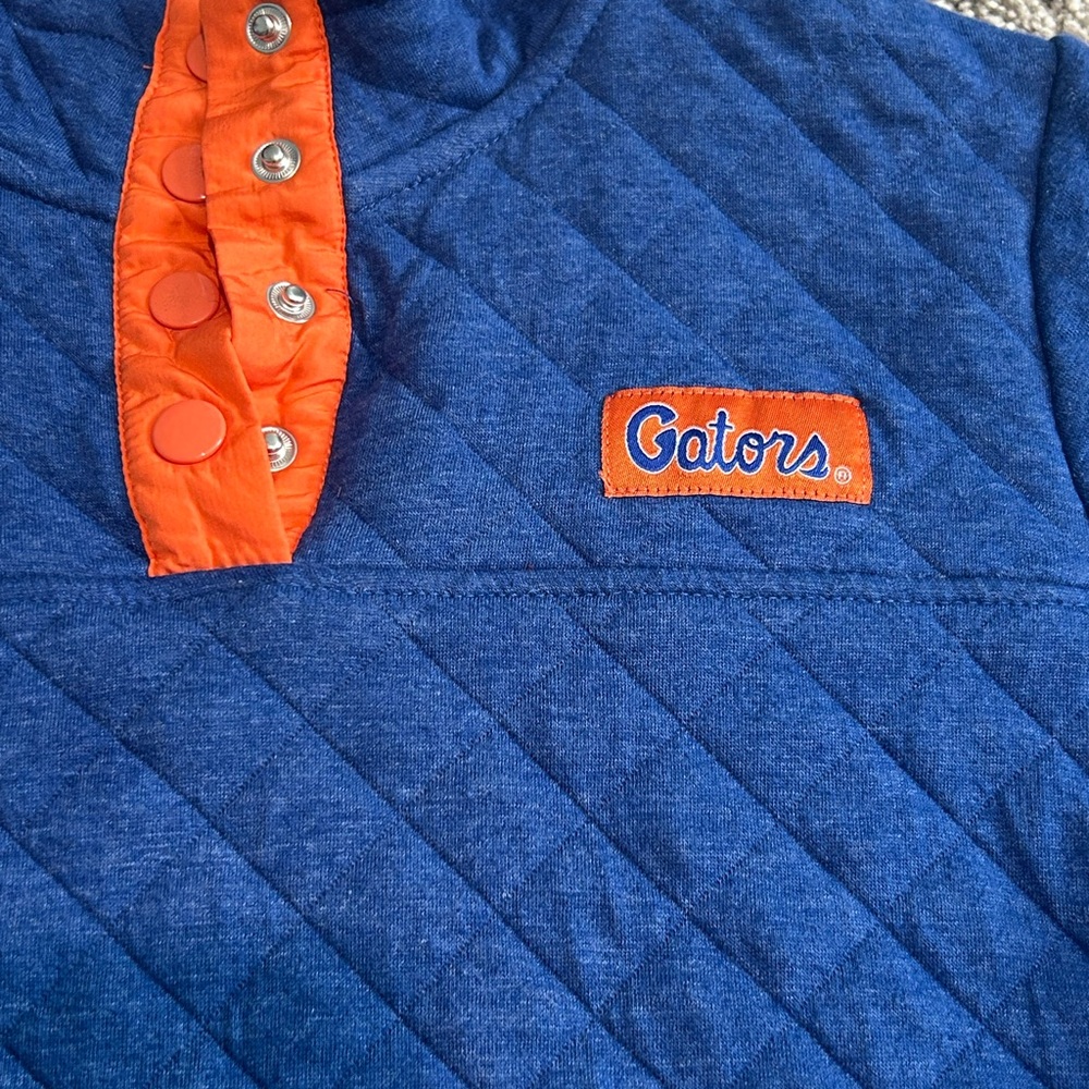 Florida Gators Colosseum Women’s Quilted Blue and Orange Crewneck Sweater Size M - Picture 3 of 5